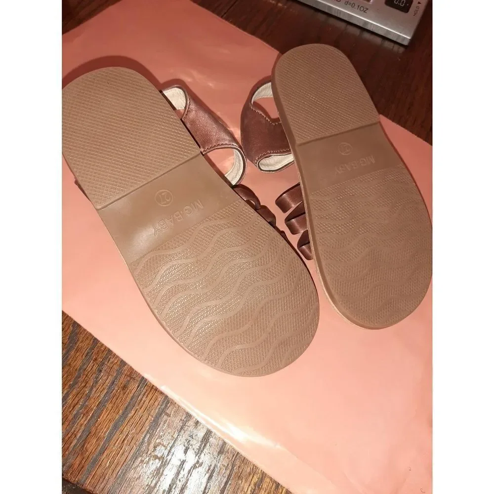 New Toddler Size 10 (27) MG Baby Brown Open Toe Strappy Sandals